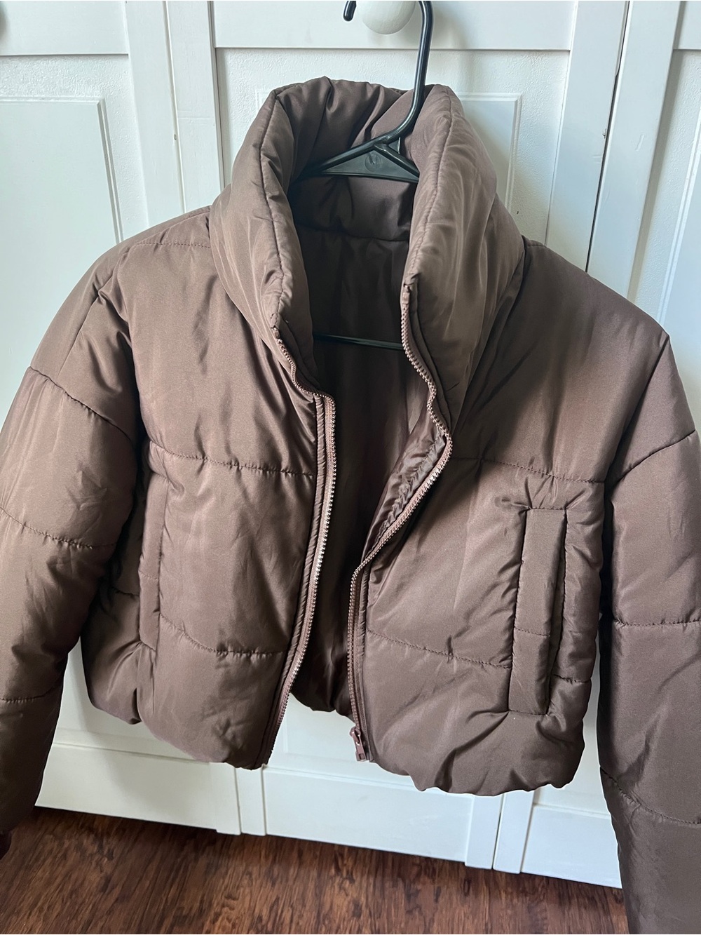 SHEIN Brown Short Puffer Jacket - Quilted Cropped Coat